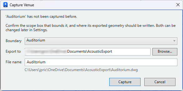 The export destination screen