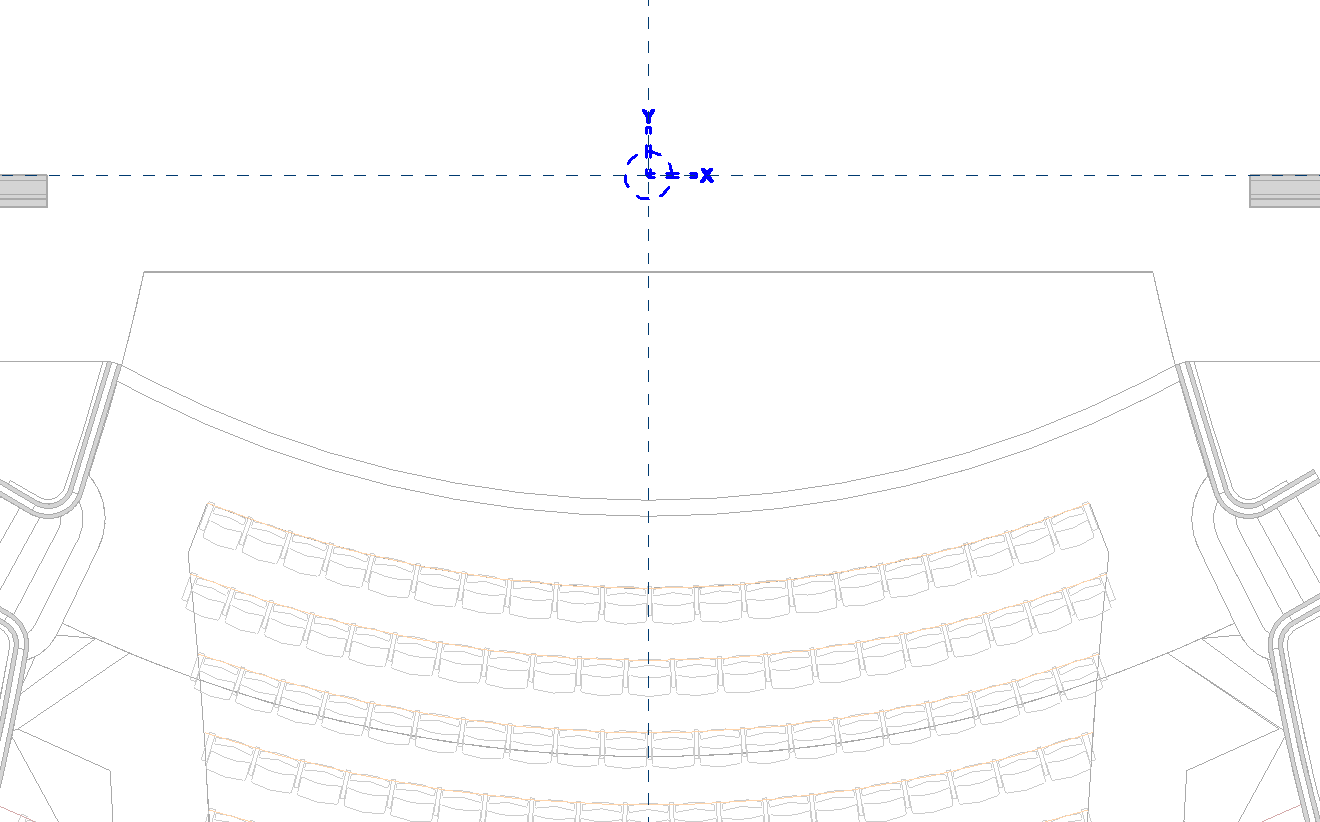 The origin placed on the centreline at the stage line